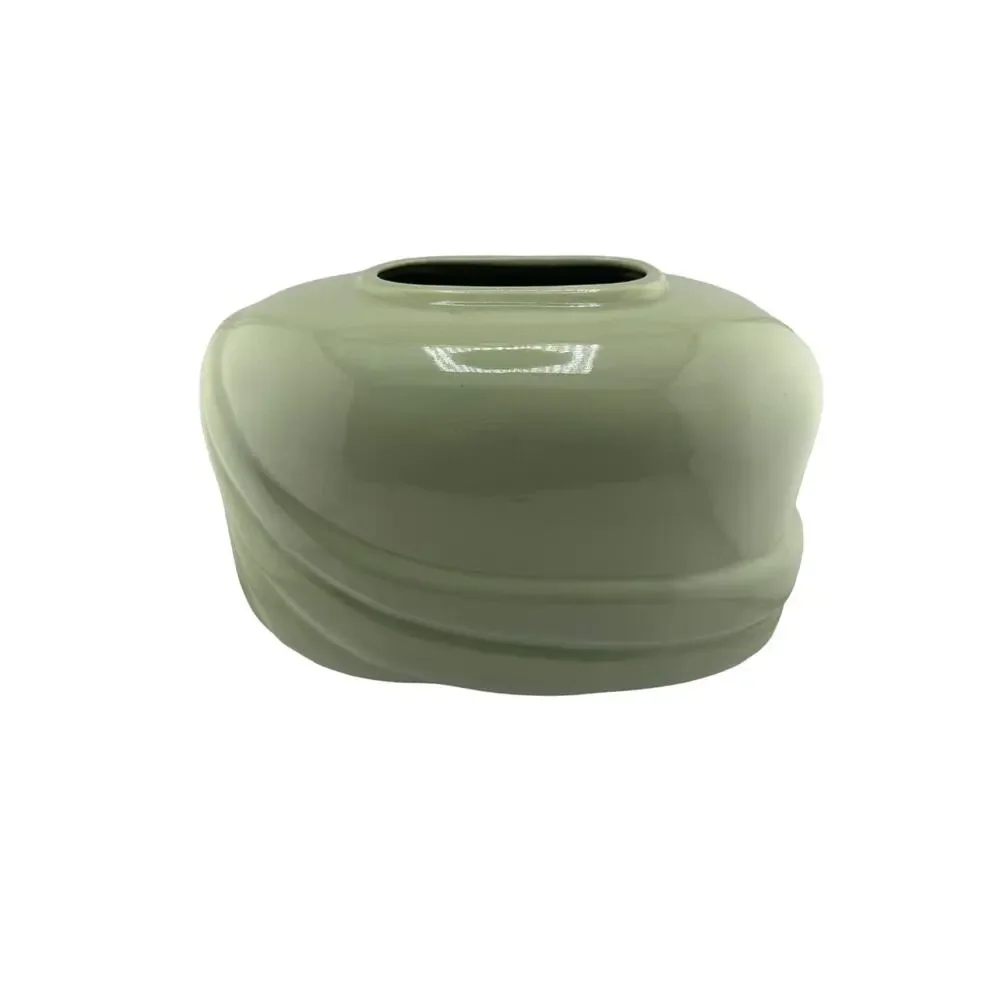 Vintage Madeline Originals Art Deco Mid Century Celery Green Oval Vase